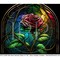 #29 CLEAR- 20oz - Stained Glass Red Rose 9.4" x 8" Pattern Vinyl Wrap